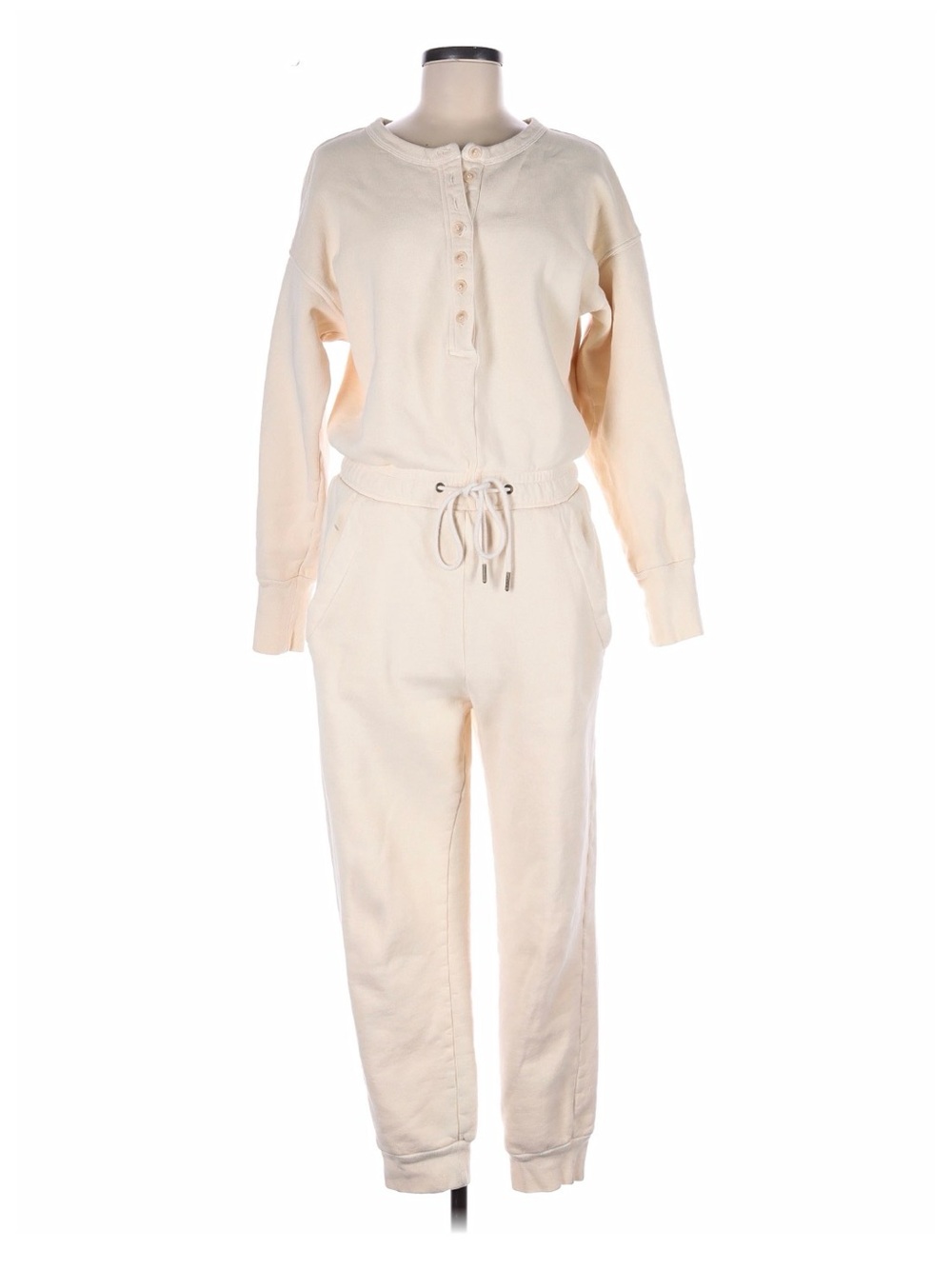 Citizens Of Humanity Cream Henley Drawstring Jumpsuit